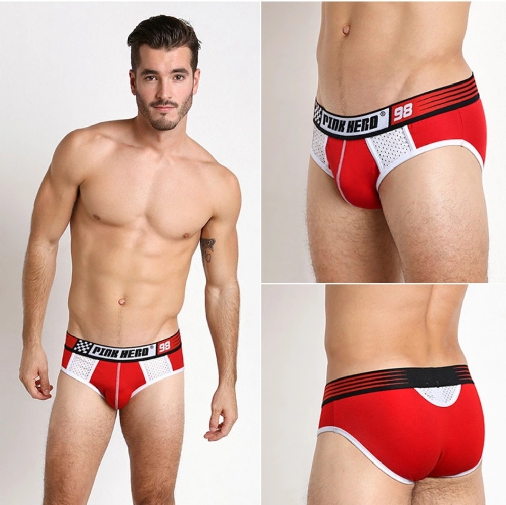 Pink Hero Briefs - Red